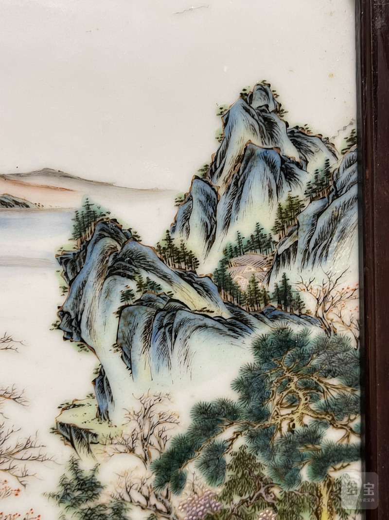 清晚期 粉彩春江待渡图瓷板 - 图7